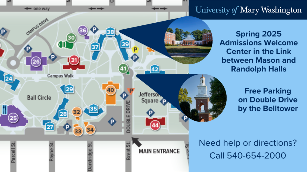 Map showing the Link and parking available near the Belltower.