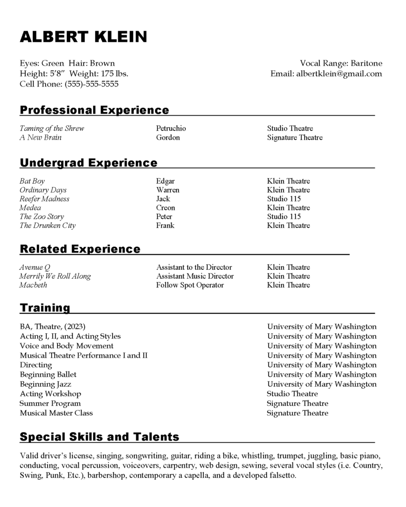 Sample Resumes Center For Career And Professional Development