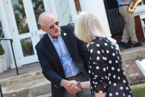 President Troy Paino greets guests at the president's reception at Brompton. Photo by Karen Pearlman Photography.