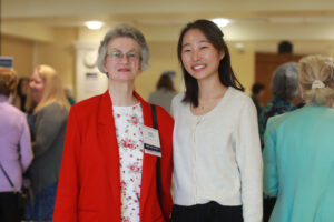 UMW senior Hannah Lee poses with Mary Washington alumna and Professor Emerita of Chemistry Judy Crissman during the Donor Appreciation Luncheon and Student Showcase earlier this month. Lee is the recipient of the Judith A. Crissman Scholarship in Chemistry. Photo by Karen Pearlman.