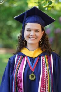 Cidney Collins received a bachelor’s degree in biomedical sciences during UMW’s 113th Commencement. Photo by Suzanne Carr Rossi.