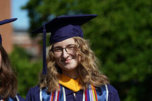 Abigail Swanson earned the Colgate W. Darden Jr. Award for Academic Achievement for completing her degree with the highest grade-point average in the undergraduate program. She finished with a perfect 4.0 GPA, along with four of her classmates. Photo by Suzanne Carr Rossi.