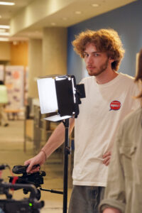 Senior psychology major Stephen McClanahan takes part in the AHSSSI filmmaking session. Photo by Suzanne Carr Rossi.