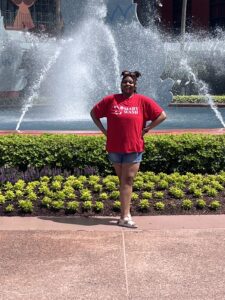 Jaylyn Long '24 poses in Orlando. Being able to travel to Florida to receive her NASPA Undergraduate Rising Star Award was a "once-in-a-lifetime opportunity," Long said, "because it put me in a room full of people who are already in a career and a field that I am entering."