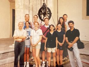 Jenn Reyes '99 (second from left) poses during her Mary Washington days during a summer study abroad program that combined the disciplines of Italian and art. Reyes' love of baking won her a spot as a contestant on 'The Great American Baking Show,' now streaming on Roku.