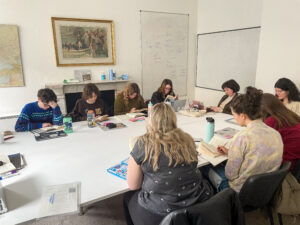 UMW students participate in an advanced studies session while abroad in Bath, England. Photo by Lia Fowler.