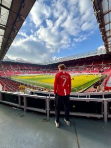 James Rollison '25 received the Beyond the Classroom Education Abroad Scholarship, which helped him take the UMW faculty-led course, 'The Business of Football," in London this summer. Photo courtesy of James Rollison/College of Arts and Sciences.