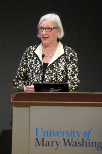 Meta Braymer, a former award winner who attended the very first Colloquium, provided a delightful tribute to Patricia Lacey Metzger, the late Mary Washington professor for whom the Award is named. Photo by Suzanne Carr Rossi.